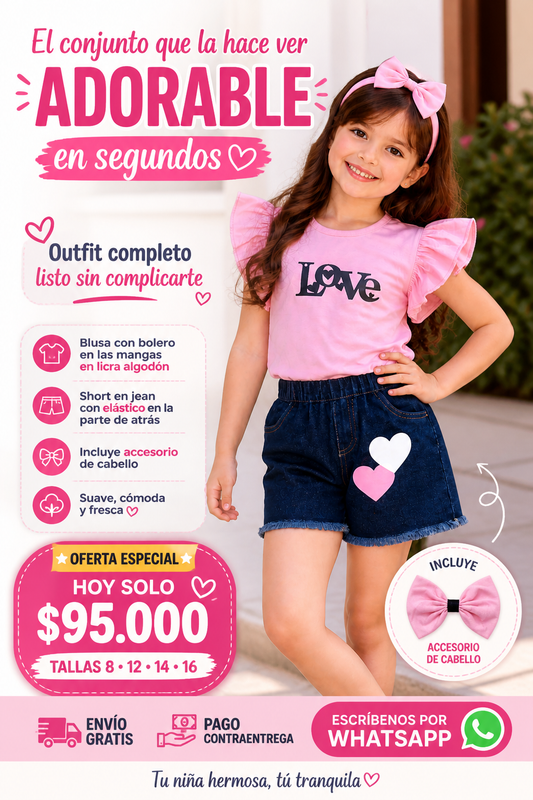 Conjunto Sweet Love Denim Kids